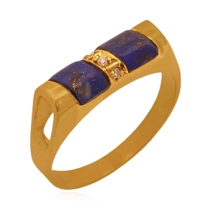 Anel Ouro 18K, Lapis Lazuli E Diamantes