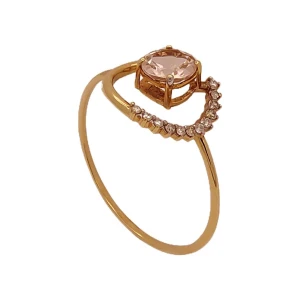 Anel Ouro 18K, Morganita E Diamantes