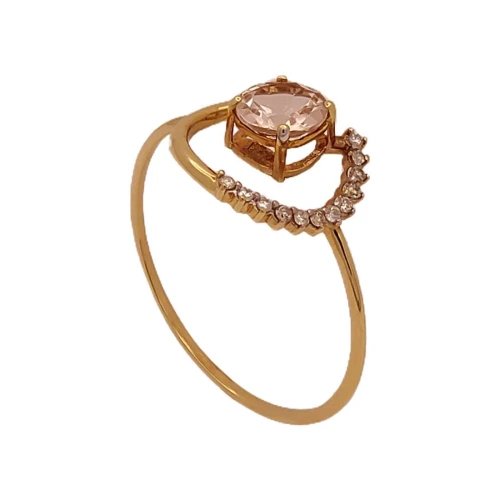 Anel Ouro 18K, Morganita E Diamantes