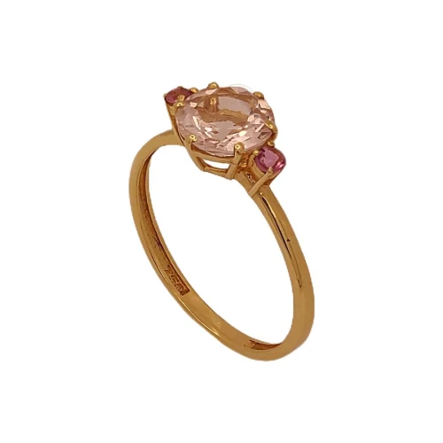 Anel Ouro 18K, Morganita E Turmalinas
