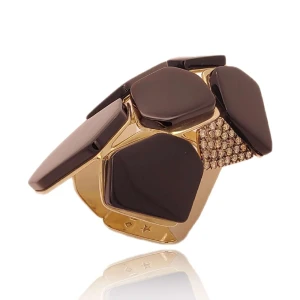 Anel Ouro 18K, Onix E Diamantes