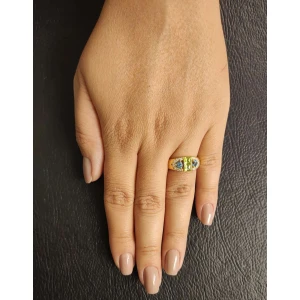 Anel Ouro 18K, Pedras Brasileiras E Diamantes