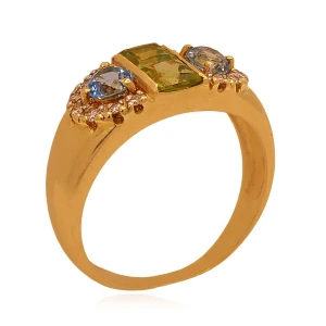 Anel Ouro 18K, Pedras Brasileiras E Diamantes