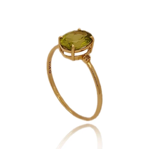 Anel Ouro 18K, Peridoto E Safiras