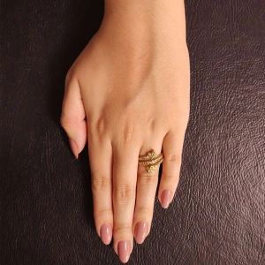 Anel Ouro 18K, Peridotos E Diamantes