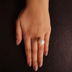 Anel Ouro 18K, Pérola E Diamantes