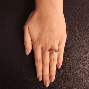 Anel Ouro 18K, Pérola E Diamantes