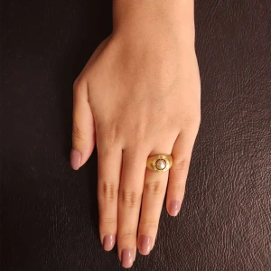 Anel Ouro 18K, Pérola E Diamantes