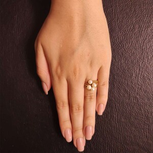 Anel Ouro 18K, Perolas E Diamantes