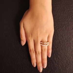 Anel Ouro 18K, Pérolas E Topázios Anel Ouro 18K, Pérolas E Topázios