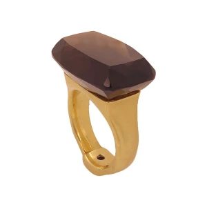 Anel Ouro 18K, Quartzo E Diamante