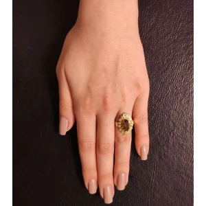 Anel Ouro 18K, Quarzo E Diamantes