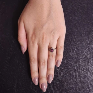 Anel Ouro 18K (Ródio Negro), Rubelita E Diamantes