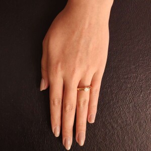 Anel Ouro 18K Rose E Diamante