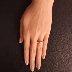 Anel Ouro 18K Rose E Diamante