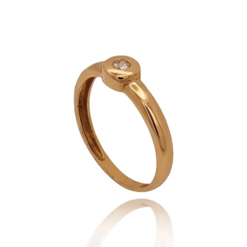 Anel Ouro 18K Rose E Diamante