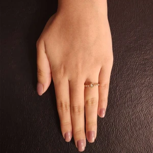 Anel Ouro 18K Rose E Diamante