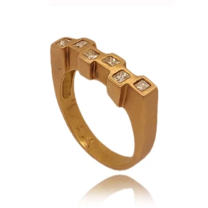 Anel Ouro 18K Rosê E Diamantes