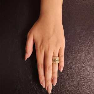 Anel Ouro 18K Rose E Diamantes