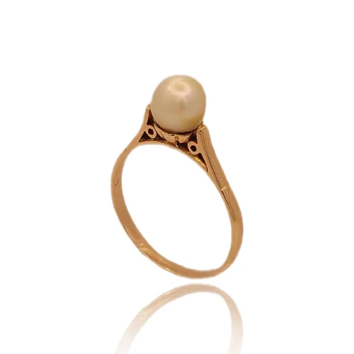 Anel Ouro 18K Rose E Pérola
