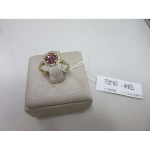 Anel Ouro 18K, Rubi E Diamantes