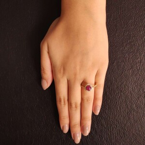 Anel Ouro 18K, Rubi E Diamantes