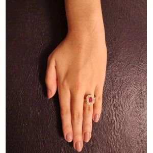 Anel Ouro 18K, Rubi E Diamantes