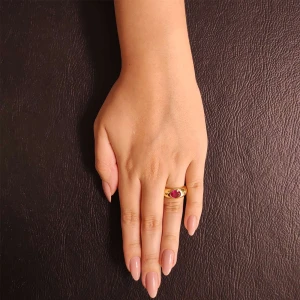 Anel Ouro 18K, Rubi E Diamantes