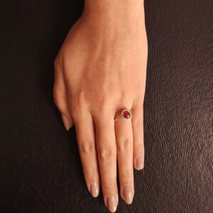 Anel Ouro 18K, Rubi E Diamantes