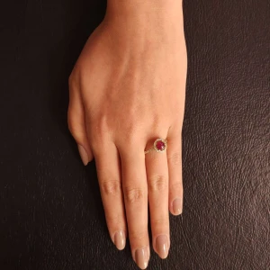 Anel Ouro 18K, Rubi E Diamantes