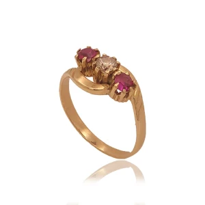 Anel Ouro 18K, Rubis E Diamante