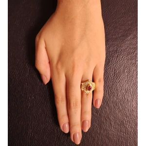 Anel Ouro 18K, Rubis E Diamantes