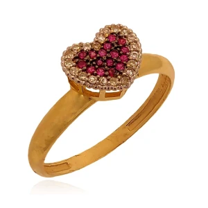 Anel Ouro 18K, Rubis E Diamantes