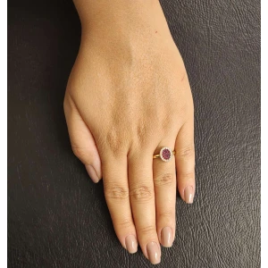Anel Ouro 18K, Rubis E Diamantes.