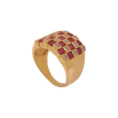 Anel Ouro 18K, Rubis E Diamantes