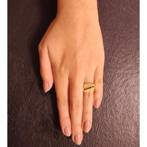 Anel Ouro 18K, Rubis E Diamantes