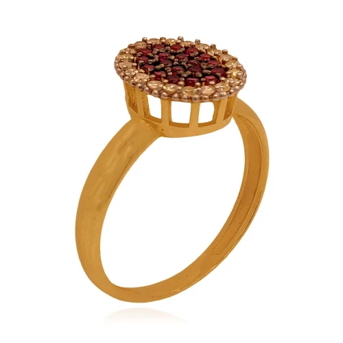 Anel Ouro 18K, Rubis E Diamantes.