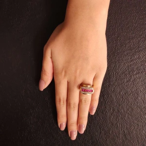 Anel Ouro 18K, Rubis E Diamantes