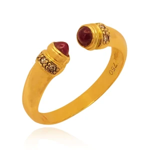 Anel Ouro 18K, Rubis E Diamantes