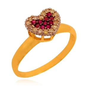 Anel Ouro 18K, Rubis E Diamantes