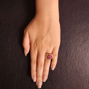 Anel Ouro 18K, Rubis E Diamantes