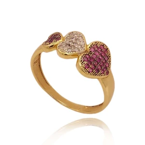 Anel Ouro 18K, Rubis E Diamantes