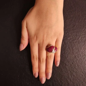 Anel Ouro 18K, Rubis E Diamantes