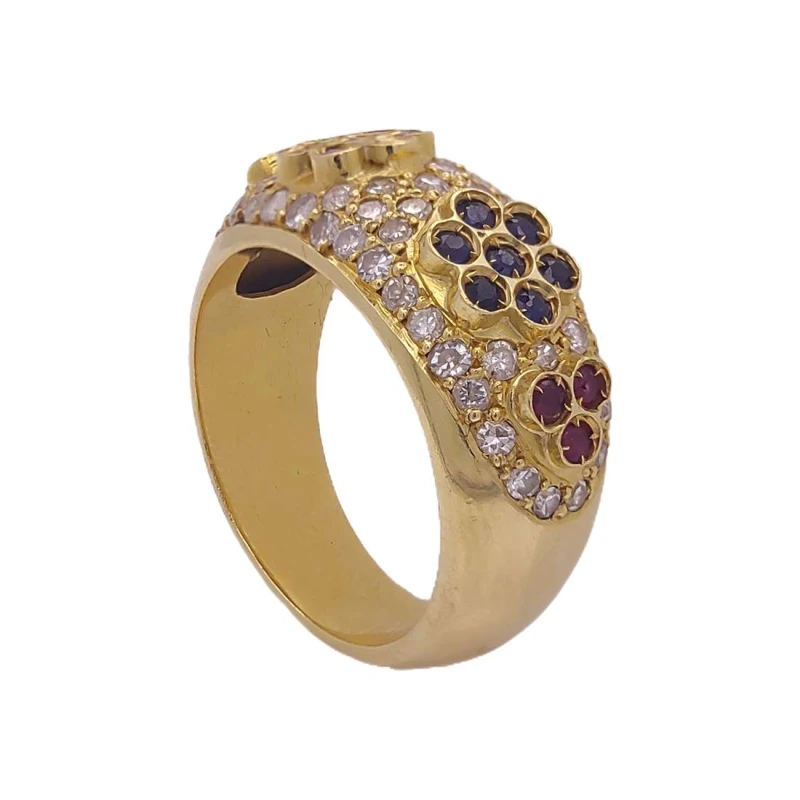 Anel Ouro 18K, Rubis, Safiras E Diamantes Anel Ouro 18K, Rubis, Safiras E Diamantes