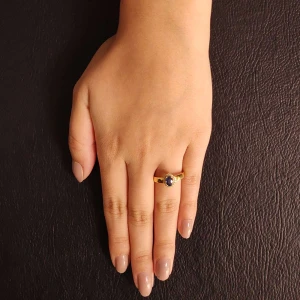 Anel Ouro 18K, Safira E Diamantes