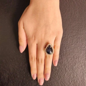 Anel Ouro 18K, Safira E Diamantes