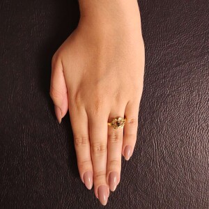 Anel Ouro 18K, Safira E Diamantes