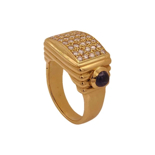 Anel Ouro 18K, Safiras E Diamantes