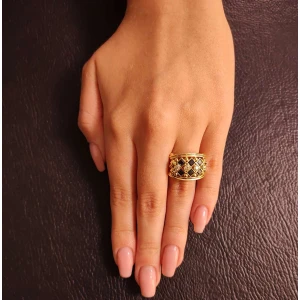 Anel Ouro 18K, Safiras E Diamantes