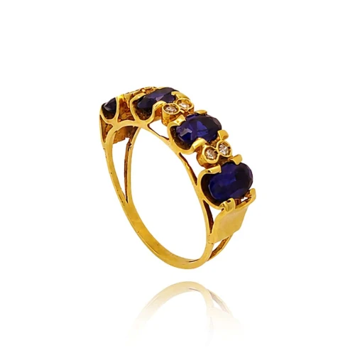 Anel Ouro 18K, Safiras E Diamantes